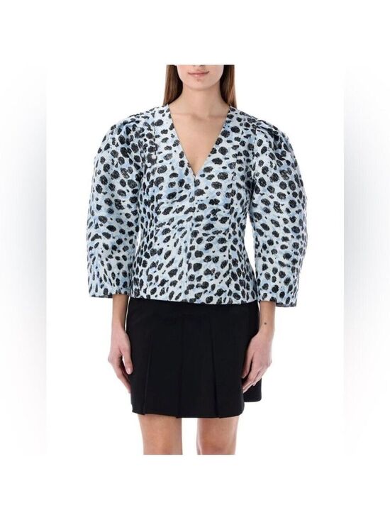 Ganni Tops - NWT Ganni Crispy Jacquard V-Neck Blouse